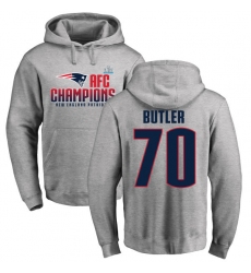 Nike New England Patriots #70 Adam Butler Heather Gray 2017 AFC Champions Pullover Hoodie