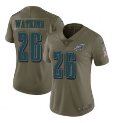Women's Nike Philadelphia Eagles #26 Jaylen Watkins Limited Olive 2017 Salute to Service NFL Jersey