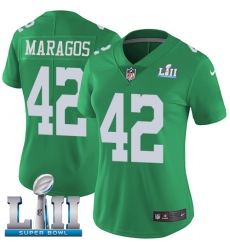 Women's Nike Philadelphia Eagles #42 Chris Maragos Limited Green Rush Vapor Untouchable Super Bowl LII NFL Jersey