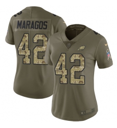 Women's Nike Philadelphia Eagles #42 Chris Maragos Limited Olive/Camo 2017 Salute to Service NFL Jersey