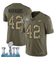 Youth Nike Philadelphia Eagles #42 Chris Maragos Limited Olive/Camo 2017 Salute to Service Super Bowl LII NFL Jersey