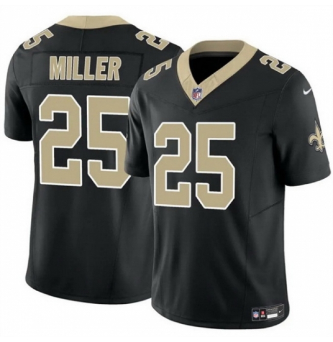 Men's New Orleans Saints #25 Kendre Miller Black Vapor Limited Stitched Football Jersey