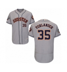 Men's Houston Astros #35 Justin Verlander Grey Road Flex Base Authentic Collection 2019 World Series Bound Baseball Jersey