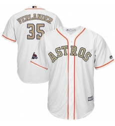 Men's Majestic Houston Astros #35 Justin Verlander Replica White 2018 Gold Program Cool Base MLB Jersey