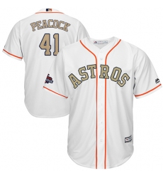 Youth Majestic Houston Astros #41 Brad Peacock Authentic White 2018 Gold Program Cool Base MLB Jersey