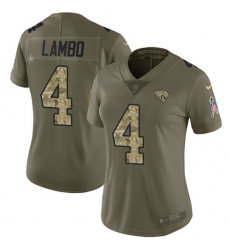 Women's Nike Jacksonville Jaguars #4 Josh Lambo Limited Olive/Camo 2017 Salute to Service NFL Jersey