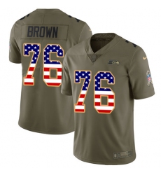 Men's Nike Seattle Seahawks #76 Duane Brown Limited Olive/USA Flag 2017 Salute to Service NFL Jersey