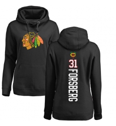 NHL Women's Adidas Chicago Blackhawks #31 Anton Forsberg Black Backer Pullover Hoodie
