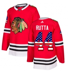 Men's Adidas Chicago Blackhawks #44 Jan Rutta Authentic Red USA Flag Fashion NHL Jersey