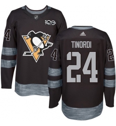 Men's Adidas Pittsburgh Penguins #24 Jarred Tinordi Authentic Black 1917-2017 100th Anniversary NHL Jersey