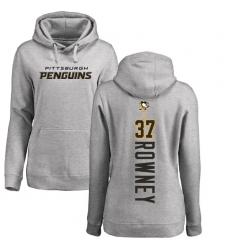 NHL Women's Adidas Pittsburgh Penguins #37 Carter Rowney Ash Backer Pullover Hoodie