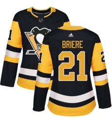 Women's Adidas Pittsburgh Penguins #21 Michel Briere Authentic Black Home NHL Jersey