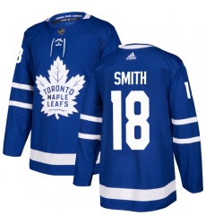 Men's Adidas Toronto Maple Leafs #18 Ben Smith Authentic Royal Blue Home NHL Jersey
