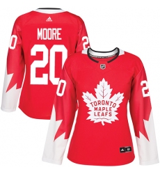 Women's Adidas Toronto Maple Leafs #20 Dominic Moore Authentic Red Alternate NHL Jersey