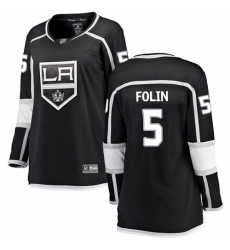 Women's Los Angeles Kings #5 Christian Folin Authentic Black Home Fanatics Branded Breakaway NHL Jersey