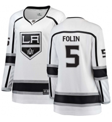 Women's Los Angeles Kings #5 Christian Folin Authentic White Away Fanatics Branded Breakaway NHL Jersey