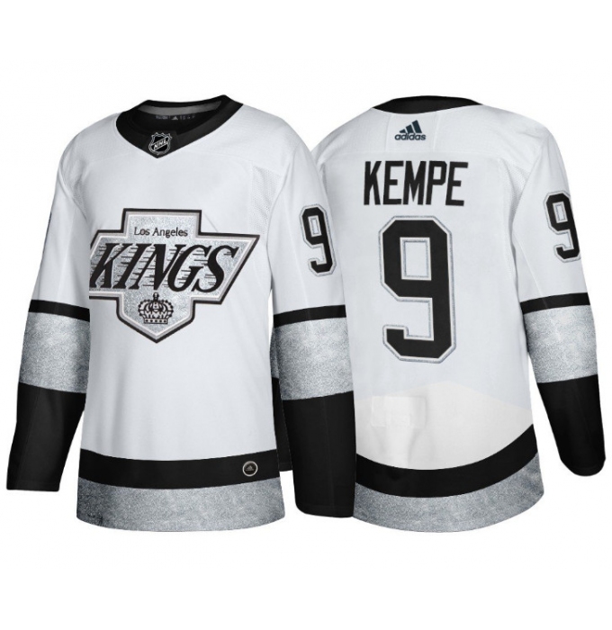 Men's Los Angeles Kings #9 Adrian Kempe White Throwback Stitched Jersey
