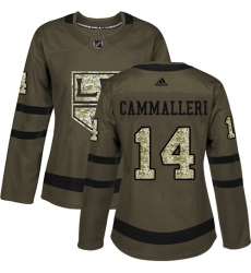 Women's Adidas Los Angeles Kings #14 Mike Cammalleri Authentic Green Salute to Service NHL Jersey