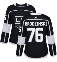 Women's Adidas Los Angeles Kings #76 Jonny Brodzinski Authentic Black Home NHL Jersey