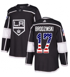Youth Adidas Los Angeles Kings #17 Jonny Brodzinski Authentic Black USA Flag Fashion NHL Jersey