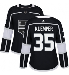 Women's Adidas Los Angeles Kings #35 Darcy Kuemper Authentic Black Home NHL Jersey