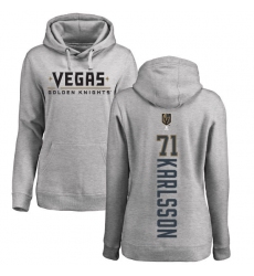 NHL Women's Adidas Vegas Golden Knights #71 William Karlsson Gray Backer Pullover Hoodie