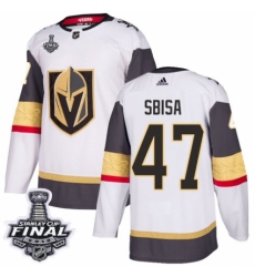 Youth Adidas Vegas Golden Knights #47 Luca Sbisa Authentic White Away 2018 Stanley Cup Final NHL Jersey