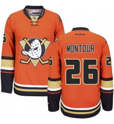Men's Reebok Anaheim Ducks #26 Brandon Montour Premier Orange Third NHL Jersey