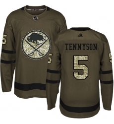Men's Adidas Buffalo Sabres #5 Matt Tennyson Authentic Green Salute to Service NHL Jersey