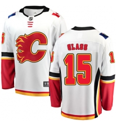 Men's Calgary Flames #15 Tanner Glass Fanatics Branded White Away Breakaway NHL Jersey