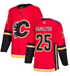 Men's Adidas Calgary Flames #25 Freddie Hamilton Authentic Red Home NHL Jersey
