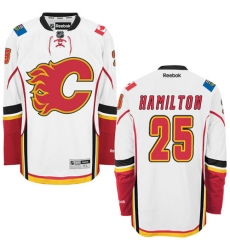 Women's Reebok Calgary Flames #25 Freddie Hamilton Authentic White Away NHL Jersey