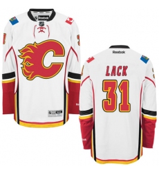 Women's Reebok Calgary Flames #31 Eddie Lack Authentic White Away NHL Jersey