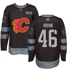 Men's Adidas Calgary Flames #46 Marek Hrivik Authentic Black 1917-2017 100th Anniversary NHL Jersey