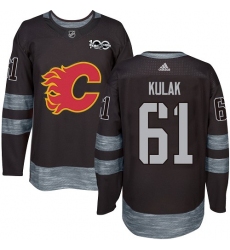 Men's Adidas Calgary Flames #61 Brett Kulak Authentic Black 1917-2017 100th Anniversary NHL Jersey
