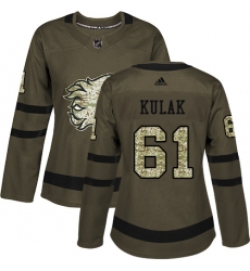 Women's Reebok Calgary Flames #61 Brett Kulak Authentic Green Salute to Service NHL Jersey