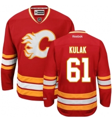 Women's Reebok Calgary Flames #61 Brett Kulak Authentic Red Third NHL Jersey