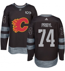 Men's Adidas Calgary Flames #74 Daniel Pribyl Authentic Black 1917-2017 100th Anniversary NHL Jersey