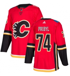 Youth Adidas Calgary Flames #74 Daniel Pribyl Authentic Red Home NHL Jersey