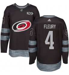 Men's Adidas Carolina Hurricanes #4 Haydn Fleury Premier Black 1917-2017 100th Anniversary NHL Jersey