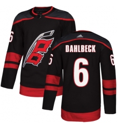 Men's Adidas Carolina Hurricanes #6 Klas Dahlbeck Premier Black Alternate NHL Jersey