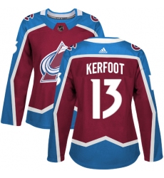 Women's Adidas Colorado Avalanche #13 Alexander Kerfoot Authentic Burgundy Red Home NHL Jersey