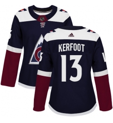 Women's Adidas Colorado Avalanche #13 Alexander Kerfoot Authentic Navy Blue Alternate NHL Jersey