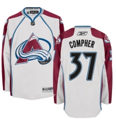 Youth Reebok Colorado Avalanche #37 J.T. Compher Authentic White Away NHL Jersey