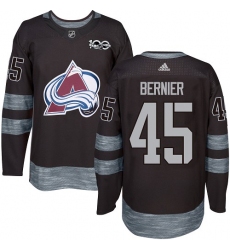 Men's Adidas Colorado Avalanche #45 Jonathan Bernier Authentic Black 1917-2017 100th Anniversary NHL Jersey