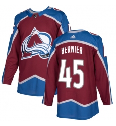 Youth Adidas Colorado Avalanche #45 Jonathan Bernier Authentic Burgundy Red Home NHL Jersey