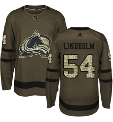 Youth Adidas Colorado Avalanche #54 Anton Lindholm Premier Green Salute to Service NHL Jersey