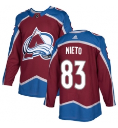 Men's Adidas Colorado Avalanche #83 Matt Nieto Authentic Burgundy Red Home NHL Jersey