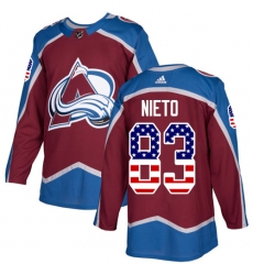 Men's Adidas Colorado Avalanche #83 Matt Nieto Authentic Burgundy Red USA Flag Fashion NHL Jersey