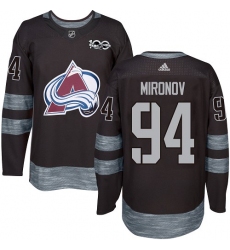 Men's Adidas Colorado Avalanche #94 Andrei Mironov Authentic Black 1917-2017 100th Anniversary NHL Jersey